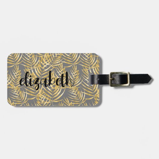 Aangepaste Gold Palm Chic Bagagelabel (Voorkant horizontaal)