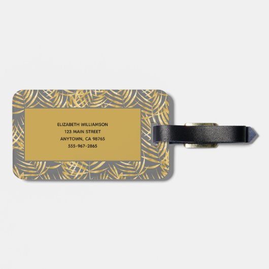 Aangepaste Gold Palm Chic Bagagelabel (Achterkant horizontaal)