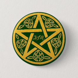Aangepaste Gold Pentagram-Button met Keltische kno Ronde Button 5,7 Cm