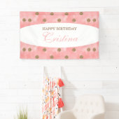 Aangepaste Gold Polka-Dot Birthday Banner (Insitu)