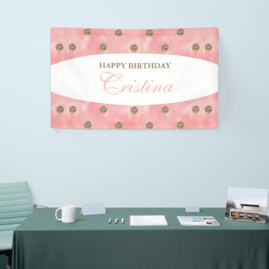 Aangepaste Gold Polka-Dot Birthday Banner (Beurs)