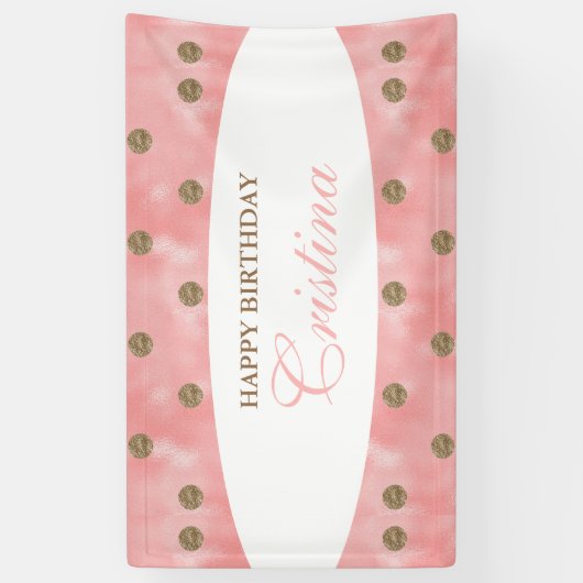 Aangepaste Gold Polka-Dot Birthday Banner (Verticaal)