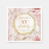 Aangepaste Gold Script Blush 80 verjaardagsfeestje Servet (Voorkant)