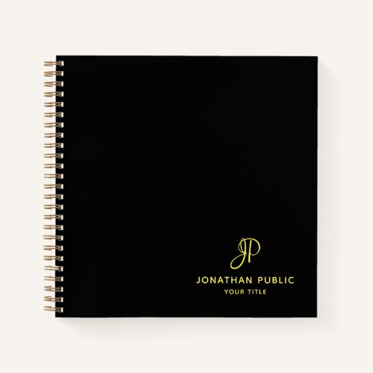 Aangepaste Gold Script Monogram Initiaal Sjabloon Notitieboek (Voorkant)