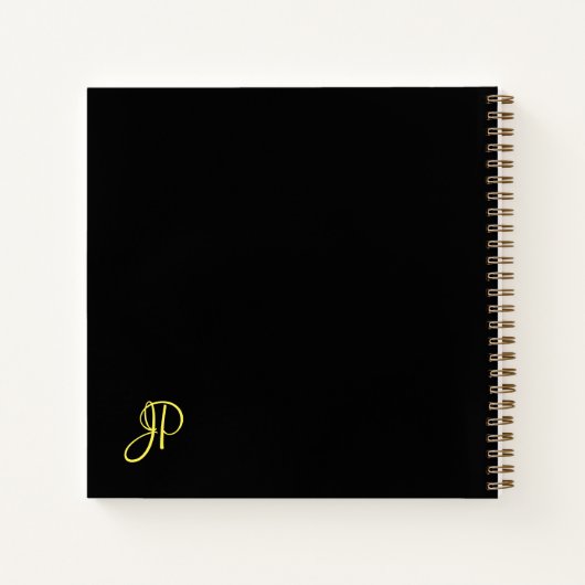 Aangepaste Gold Script Monogram Initiaal Sjabloon Notitieboek (Achterkant)
