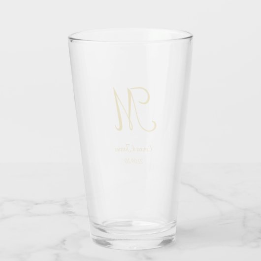 Aangepaste Gold Script Monogram Name Bar Glas (Achterkant)