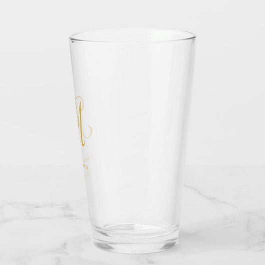 Aangepaste Gold Script Monogram Name Bar Glas (Links)