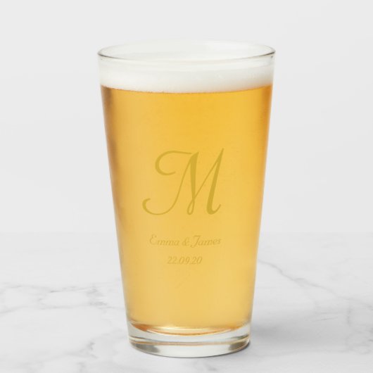 Aangepaste Gold Script Monogram Name Bar Glas (Voorkant gevuld)