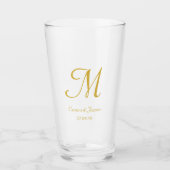 Aangepaste Gold Script Monogram Name Bar Glas (Voorkant)