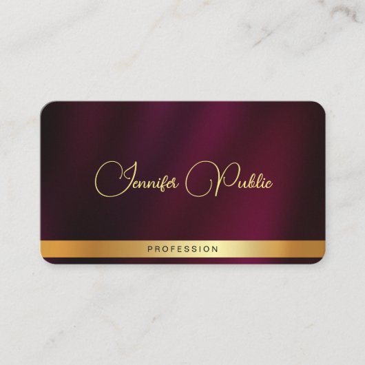 Aangepaste Gold Script Naam Tekst Afgeronde hoek L Visitekaartje (Voorkant)