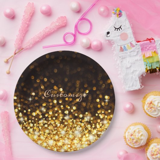 Aangepaste Gold Sparkle Papieren Bordje (Feest)