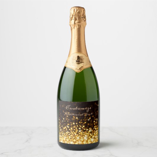 Aangepaste Gold Sparkle Sparkling Wijnetiket (Voorkant)