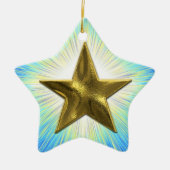 Aangepaste Gold Star-versiering Keramisch Ornament (Voorkant)