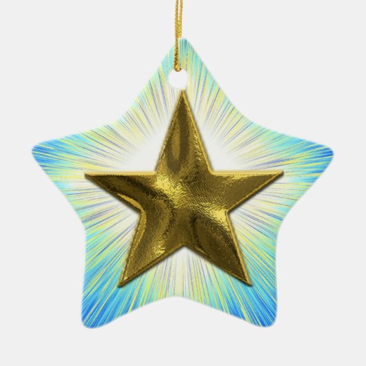 Aangepaste Gold Star-versiering Keramisch Ornament (Voorkant)