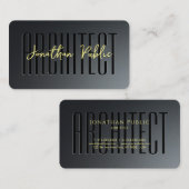 Aangepaste Gold Text Script Architect Zwart en gri Visitekaartje (Voorkant / Achterkant)