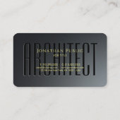 Aangepaste Gold Text Script Architect Zwart en gri Visitekaartje (Achterkant)