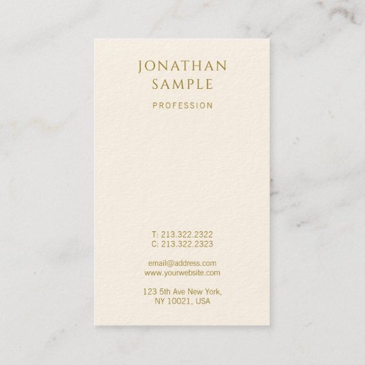 Aangepaste Gold Text Sjabloon Moderne elegante ver Visitekaartje (Achterkant)