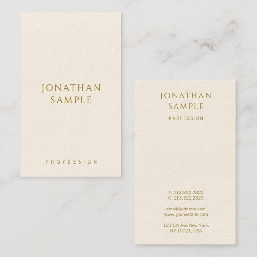 Aangepaste Gold Text Sjabloon Moderne elegante ver Visitekaartje (Voorkant / Achterkant)
