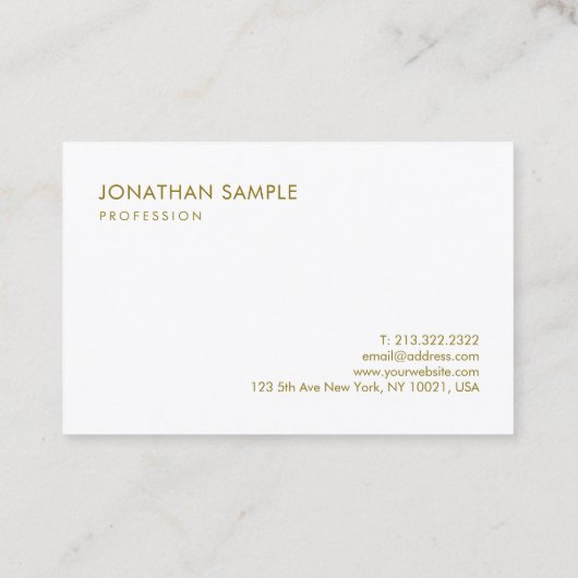 Aangepaste Gold White elegant Sjabloon Moderne Visitekaartje (Achterkant)