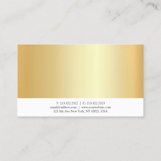 Aangepaste Gold White Modern Elegant Sjabloon Visitekaartje (Achterkant)