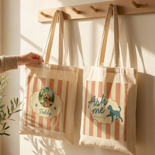 Aangepaste Golden Doodle Foto Naam Terracotta Stre Tote Bag