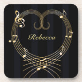 Aangepaste Golden Heart Musical Notes Bier Onderzetter (Voorkant)