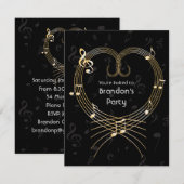 Aangepaste Golden Heart Musical Notes Birthday Kaart (Voorkant / Achterkant)