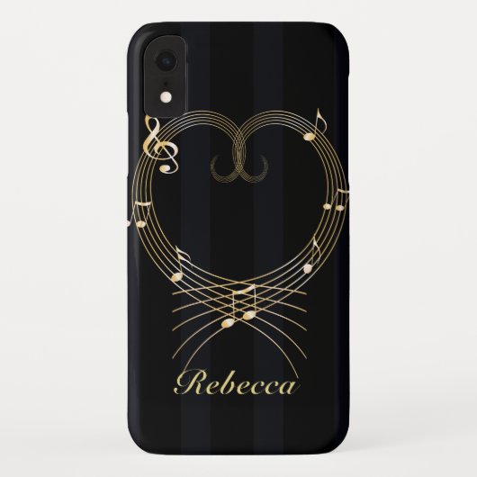 Aangepaste Golden Heart Musical Notes Case-Mate iPhone Case (Achterkant)