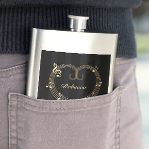 Aangepaste Golden Heart Musical Notes Heupfles