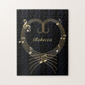 Aangepaste Golden Heart Musical Notes Legpuzzel (Verticaal)