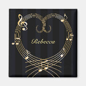 Aangepaste Golden Heart Musical Notes Magneet (Voorkant)