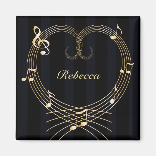 Aangepaste Golden Heart Musical Notes Magneet (Voorkant)