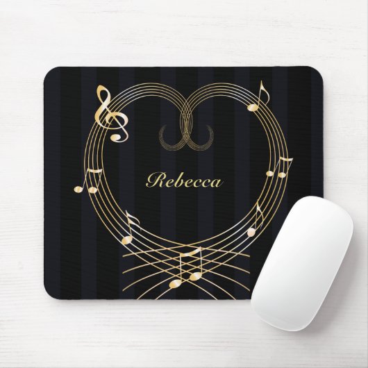 Aangepaste Golden Heart Musical Notes Muismat (Met muis)