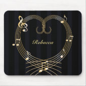 Aangepaste Golden Heart Musical Notes Muismat (Voorkant)