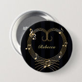 Aangepaste Golden Heart Musical Notes Ronde Button 7,6 Cm (Voorkant /achterkant)
