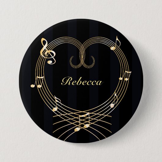 Aangepaste Golden Heart Musical Notes Ronde Button 7,6 Cm (Voorkant)