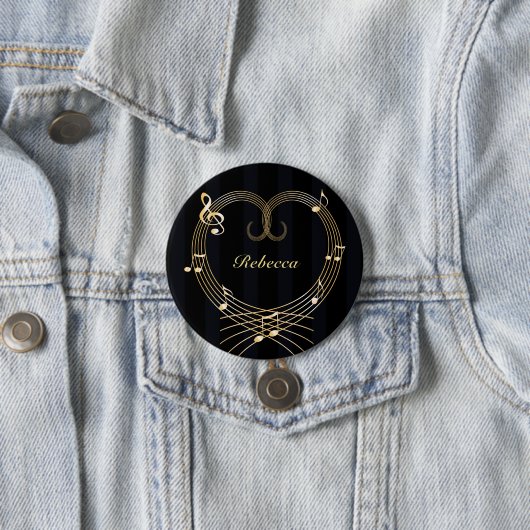 Aangepaste Golden Heart Musical Notes Ronde Button 7,6 Cm (In situ)