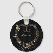 Aangepaste Golden Heart Musical Notes Sleutelhanger (Achterkant)