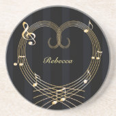 Aangepaste Golden Heart Musical Notes Zandsteen Onderzetter (Voorkant)