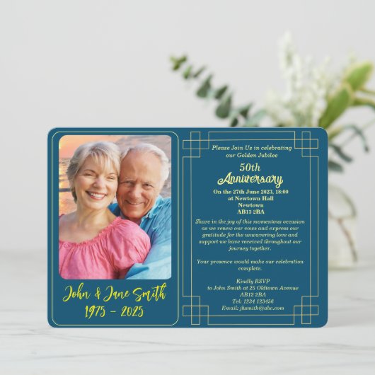 Aangepaste Golden Jubilee 50e Jubileum Uitnodiging (Staand voorkant)