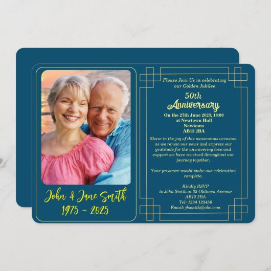 Aangepaste Golden Jubilee 50e Jubileum Uitnodiging (Voorkant / Achterkant)