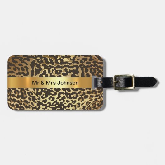 Aangepaste Golden Leopard Skin Luggage Bagagelabel (Voorkant horizontaal)
