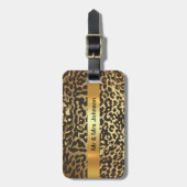Aangepaste Golden Leopard Skin Luggage Bagagelabel (Voorkant verticaal)