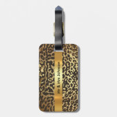 Aangepaste Golden Leopard Skin Luggage Bagagelabel (Achterkant verticaal)