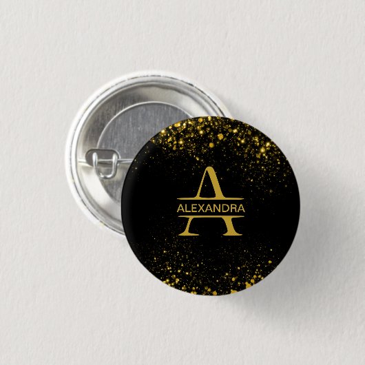 Aangepaste Golden Monogram Letter A Ronde Button 3,2 Cm (Voorkant /achterkant)