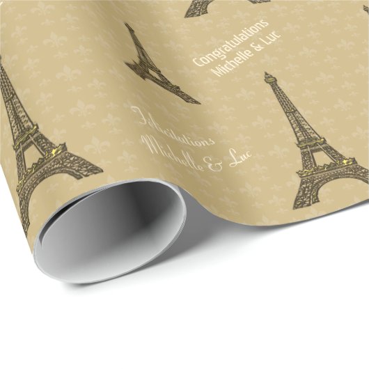 Aangepaste Golden Paris Eiffel Tower Cadeaupapier (Rol Hoek)