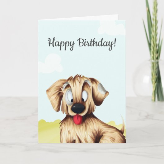 Aangepaste Golden Retriever Cartoon Birthday Kaart (Voorkant)