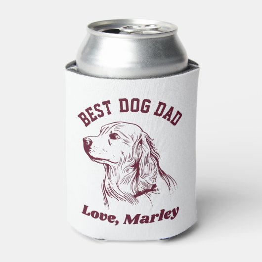 Aangepaste Golden Retriever Dog Dad Custom Text Blikjeskoeler (Blikje Voorkant)