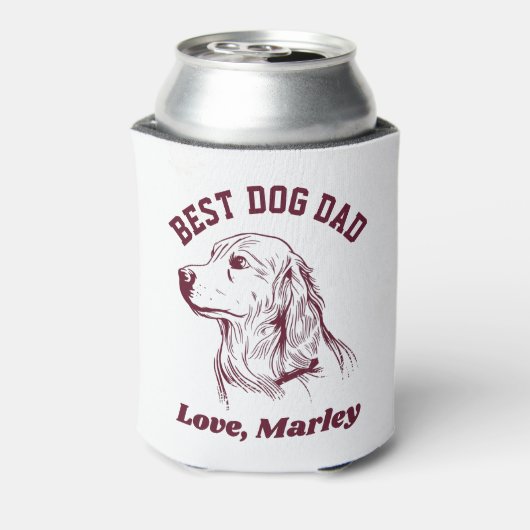 Aangepaste Golden Retriever Dog Dad Custom Text Blikjeskoeler (Blikje Achterkant)