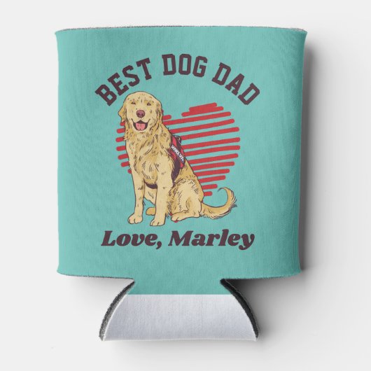 Aangepaste Golden Retriever Dog Dad Custom Text Blikjeskoeler (Voorkant)